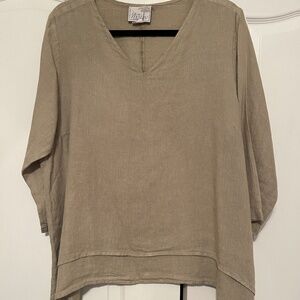 La Fixsun Lagenlook Tunic Blouse 100% Linen Size Small EUC